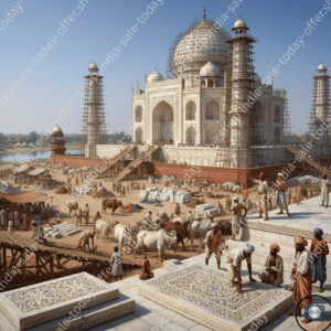 Taj Mahal Construction in Agra 17th Century Blueprint Digital Art Print $4000 \times 4000$ Lazer Sharp Landscape AI Generated Wall Art Digital Download Home Decor Printable india sale