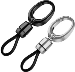 Premium Metal Car Key Chain with Quick-Release Carabiner and Wrist Strap (Pack of 2)