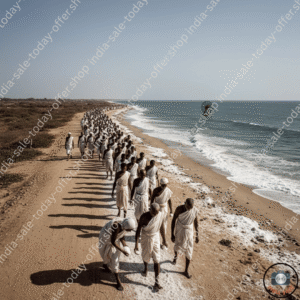 Dandi Salt March Symbolic Ocean Path Civil Disobedience Digital Art Print $4000 \times 4000$ Lazer Sharp Landscape AI Generated Wall Art Digital Download Home Decor Printable india sale