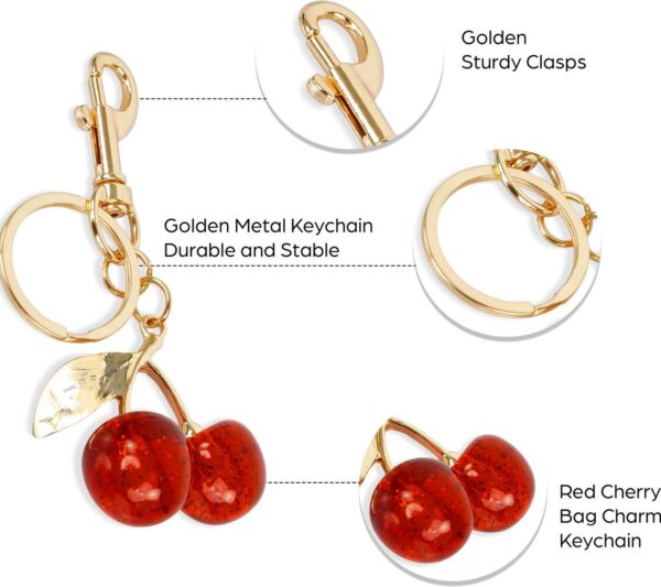 Cute Glossy Red Cherry Key Chain & Bag Charm - Image 5