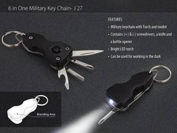 6-in-1 Compact Military Style Multi-Tool Key Chain with LED Torch - Image 4
