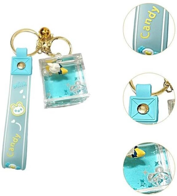 Cute Floating Duck Liquid Glitter Key Chain & Wristlet - Image 2
