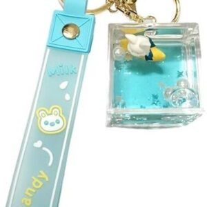 Cute Floating Duck Liquid Glitter Key Chain & Wristlet