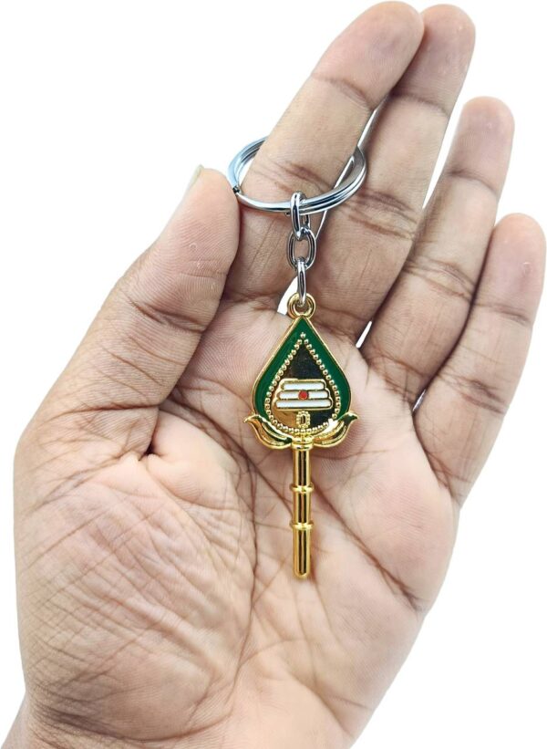 Lord Muruga Vel and Shiva Lingam Devotional Keychain - Image 2