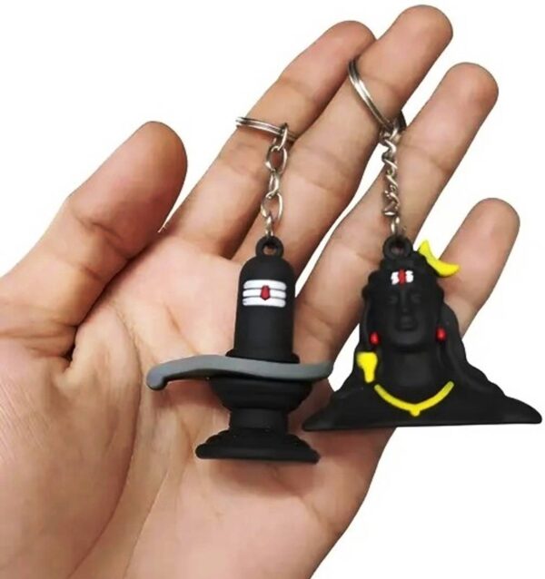 Lord Shiva Adiyogi and Shiva Lingam Rubber Keychain Set (Pack of 2) - Image 2