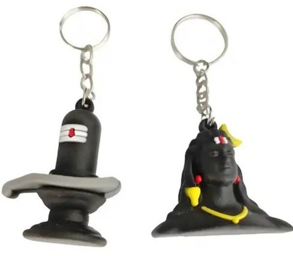 Lord Shiva Adiyogi and Shiva Lingam Rubber Keychain Set (Pack of 2) - Image 3