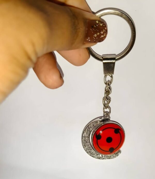 Sharingan Eye & Crystal Crescent Moon Keychain - Image 2