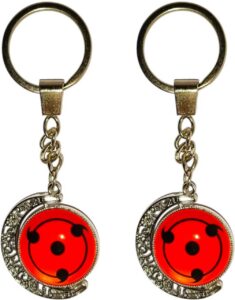 Sharingan Eye & Crystal Crescent Moon Keychain