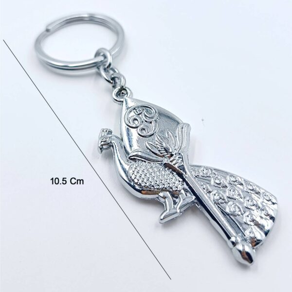 Lord Muruga Vel with Peacock & Om Symbol Devotional Keychain - Image 3